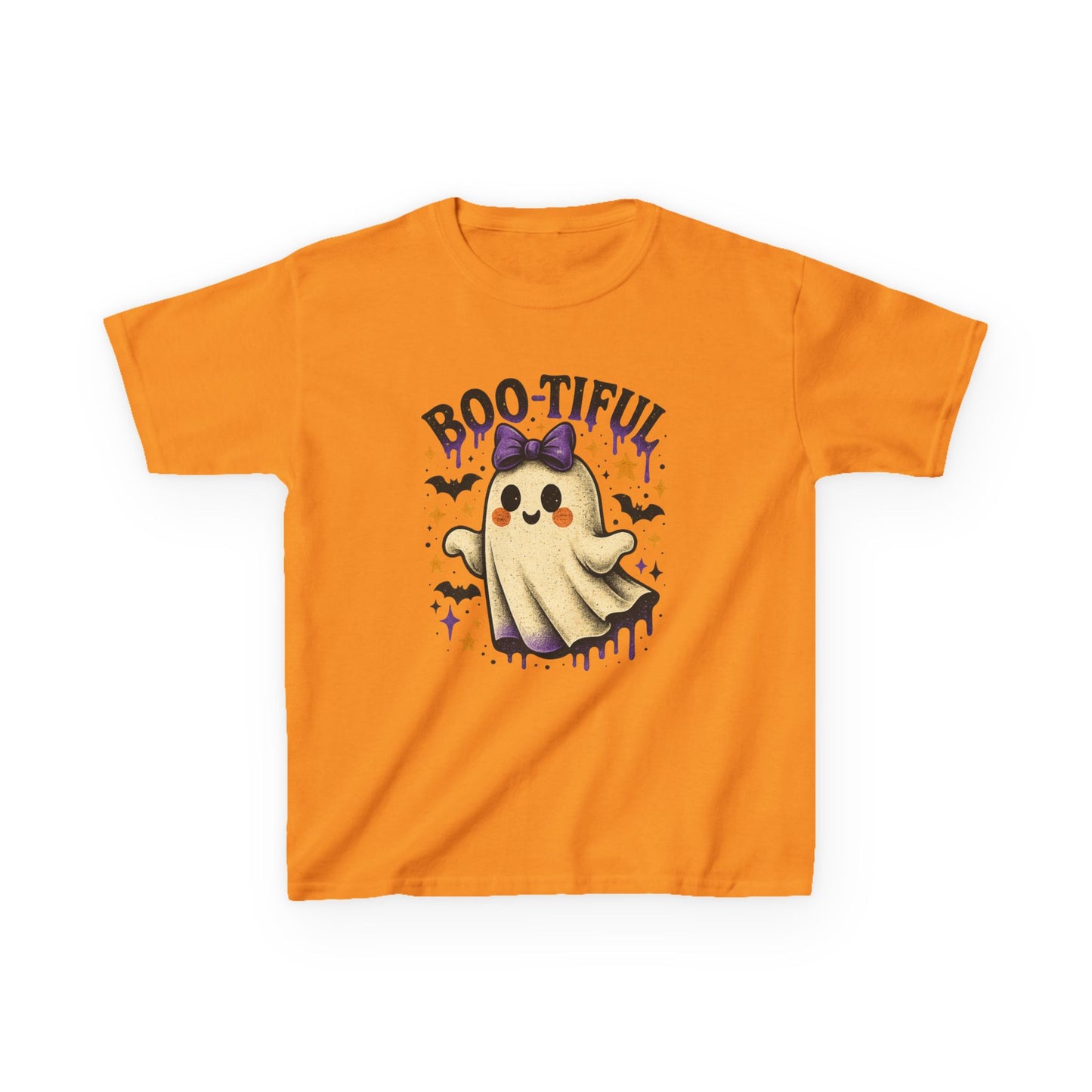 Boo-tiful Ghost Halloween Tee - Kids' Retro Graphic