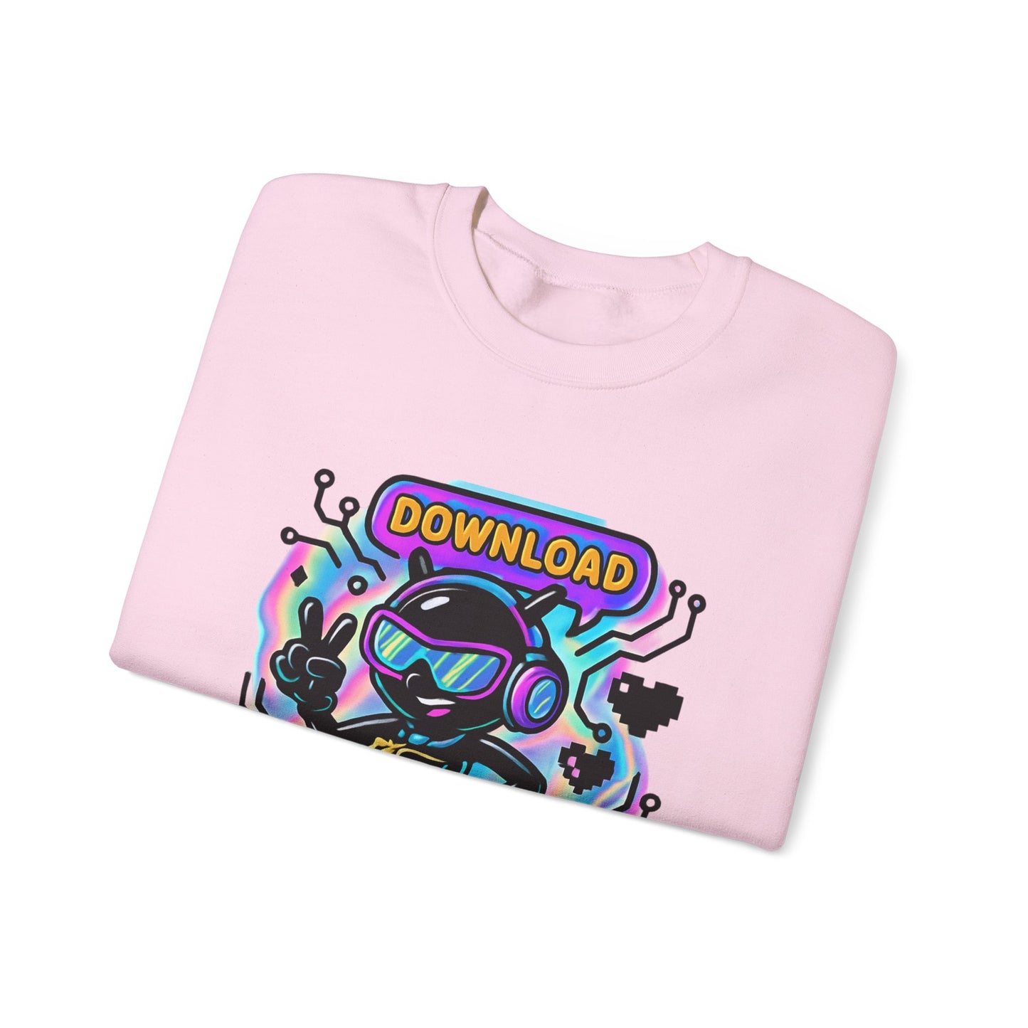 Retro Cyber Alien 'Download Now! Yes!' Crewneck Sweatshirt