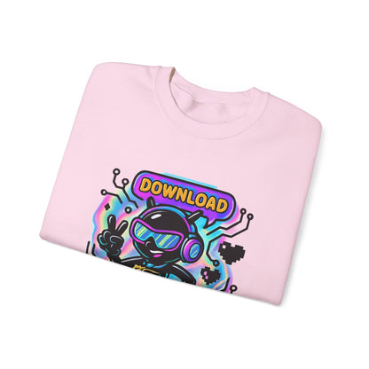 Retro Cyber Alien 'Download Now! Yes!' Crewneck Sweatshirt
