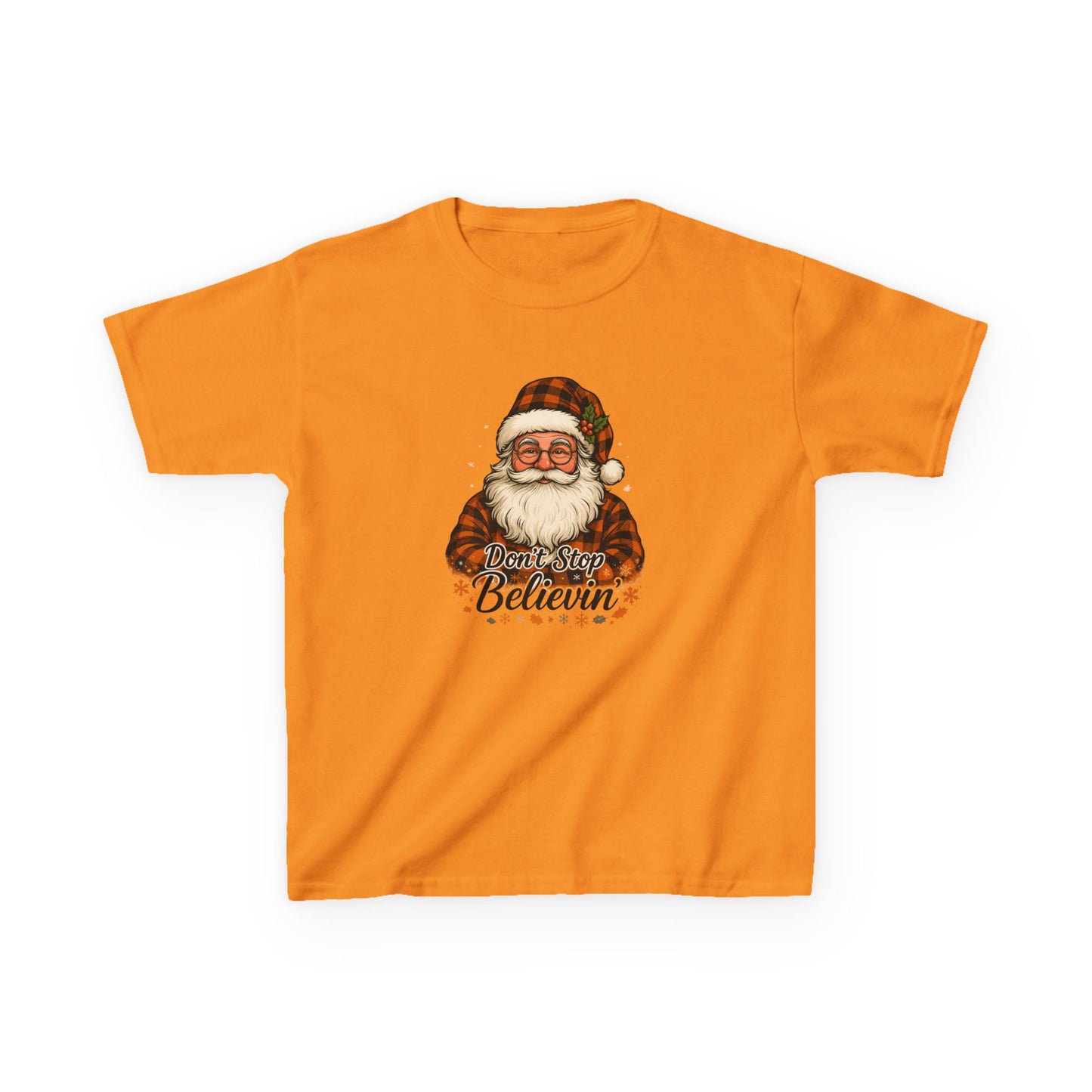 Lumberjack Santa Dino Kids Tee - Don't Stop Believin'