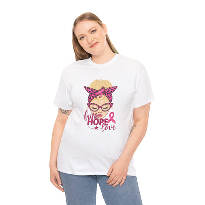 Hope Love Pink Ribbon Tee - Breast Cancer Awareness