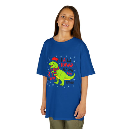 Holiday Dinosaur Kids Tee, Christmas Shirt, Fun Dinosaur T-Shirt, Kids Party Outfit, Cute Graphic Tee, Gift for Kids