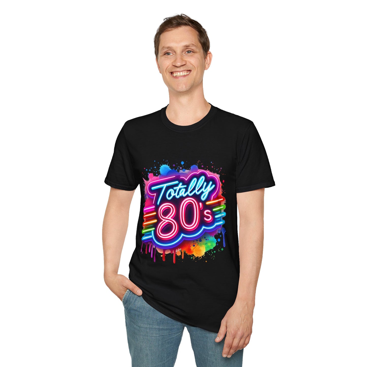 Totally 80s Unisex Softstyle T-Shirt – Retro Vintage Tee, Nostalgic Gift, Party Shirt, Perfect for 80s Theme Events, Festival Wear