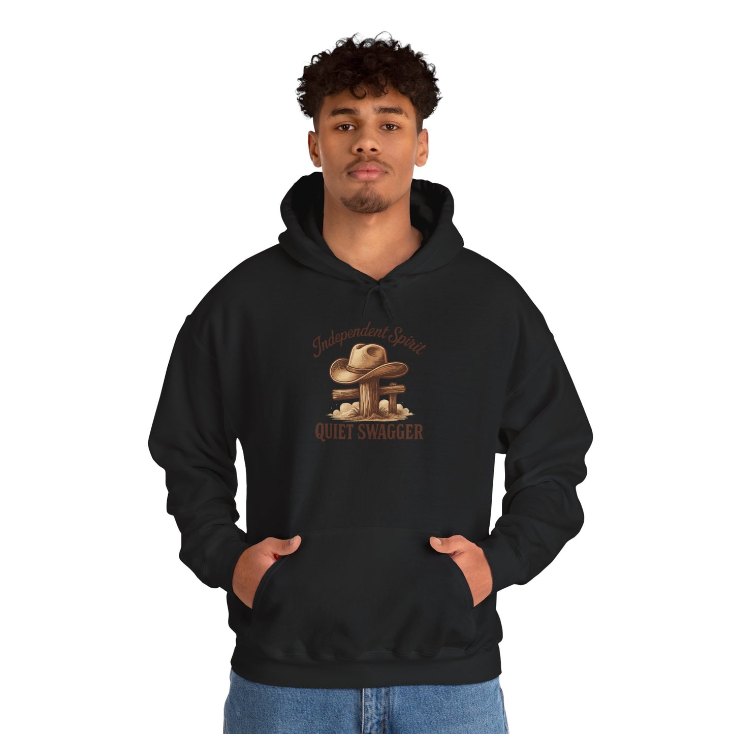 Quiet Swagger Hoodie – "Independent Spirit" Cowboy Hat Graphic Pullover