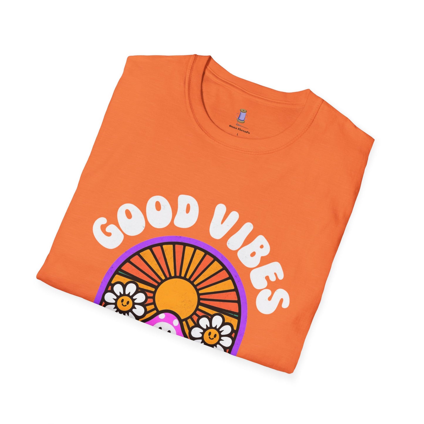 Good Vibes Unisex Softstyle T-Shirt | Retro Graphic Tee | Summer Vibe Shirt | Festival Fashion | Relaxed Fit Casual Top