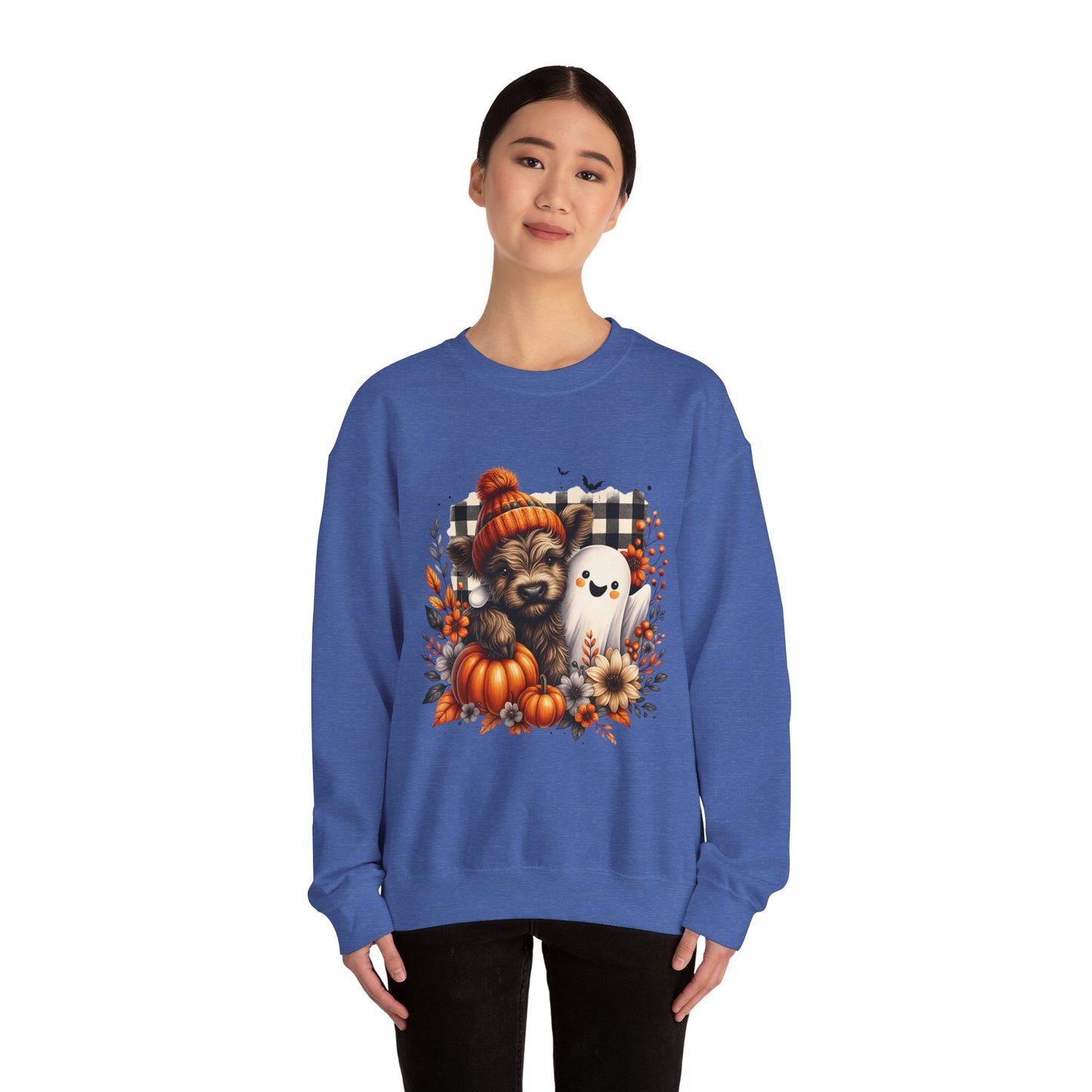 Cute Halloween Dog & Ghost Crewneck Sweatshirt