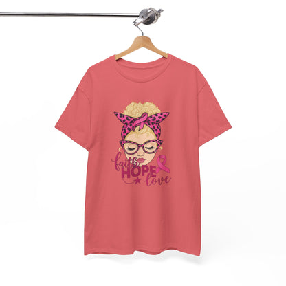 Hope Love Pink Ribbon Tee - Breast Cancer Awareness