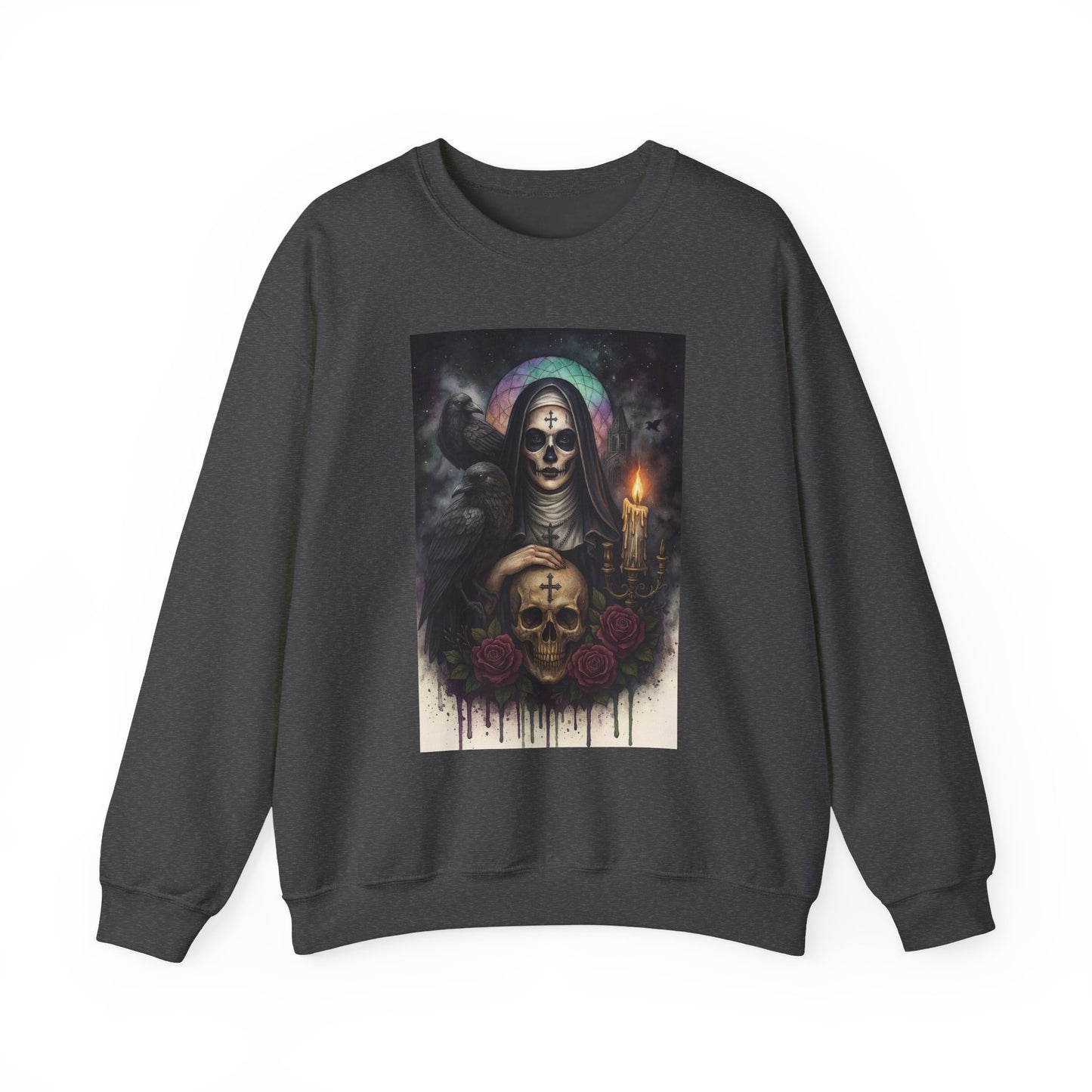 Gothic Nun Skull Halloween Crewneck Sweatshirt