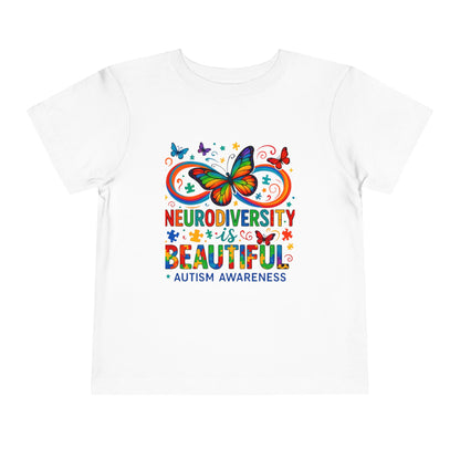Toddler Tee - Neurodiversity is Beautiful Butterfly Rainbow Puzzle Piece Tee