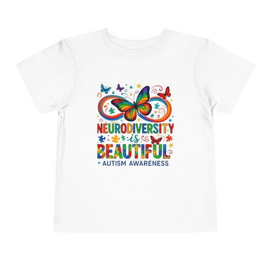 Toddler Tee - Neurodiversity is Beautiful Butterfly Rainbow Puzzle Piece Tee