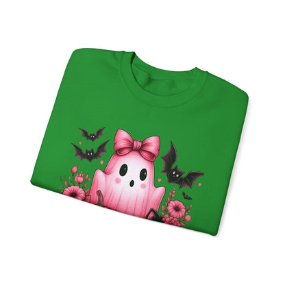 Pink Ghost & Pumpkin Halloween Crewneck Sweatshirt