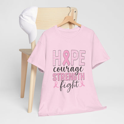 Hope, Courage & Strength Pink Ribbon Awareness Tee