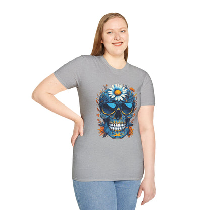 Bohemian Skull T-Shirt - Artistic Graphic Tee for Music Lovers, Festival Attire, Unique Gift, Unisex Softstyle Top