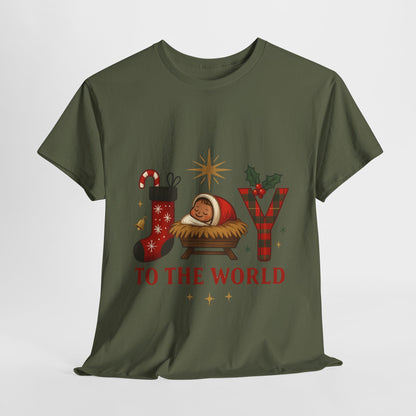 Christmas Joy Unisex Tee with Baby Jesus Illustration