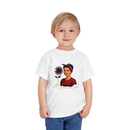 Toddler Tee All American Girl Patriotic Floral Shirt