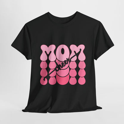 MOM Cheer – Pink Bubble Letter Spirit Tee