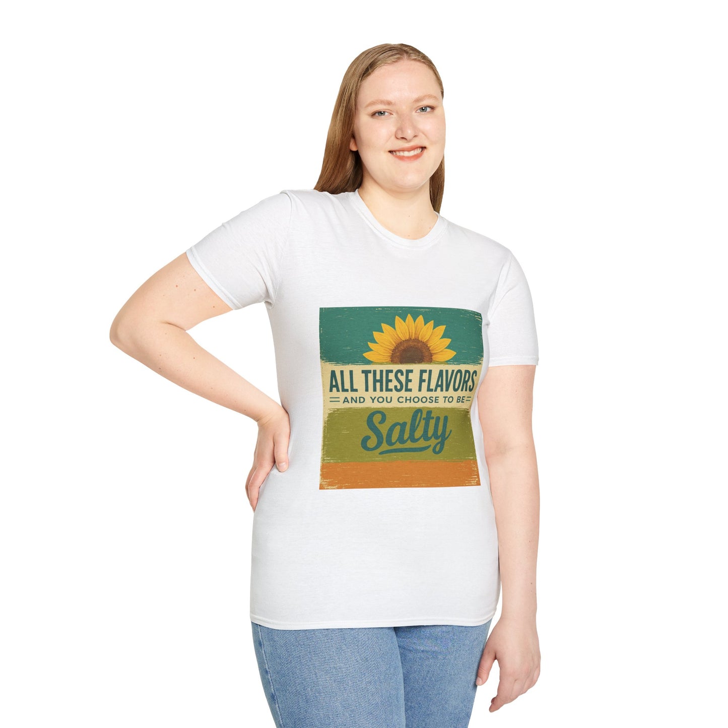 Sunflower Salty T-Shirt: Unisex Softstyle Tee for Sunshine Lovers, Casual Wear, Birthday Gift, Summer Vibes, Relaxed Style