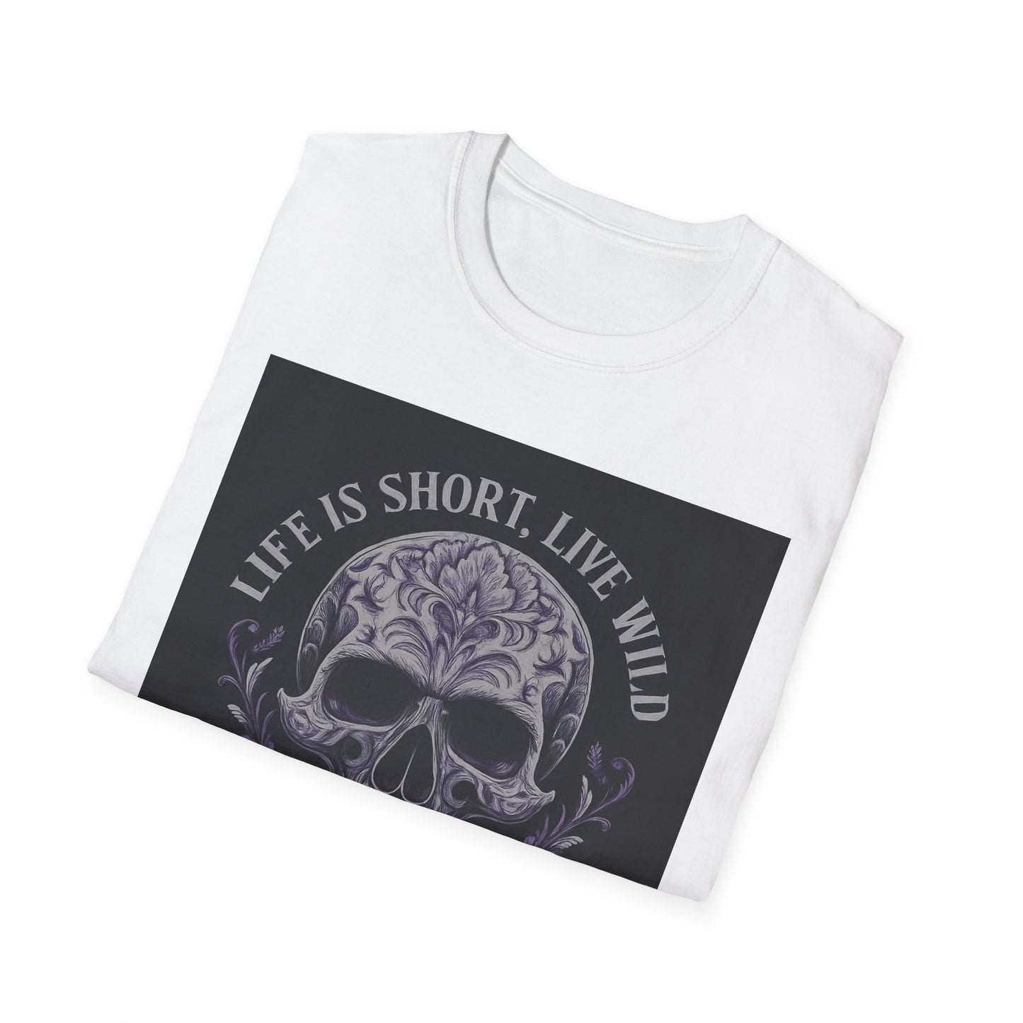Skull Graphic T-Shirt: Live Wild, Unisex Style for Everyday Wear, Casual Outfit, Gift for Friends, Music Festivals, Halloween