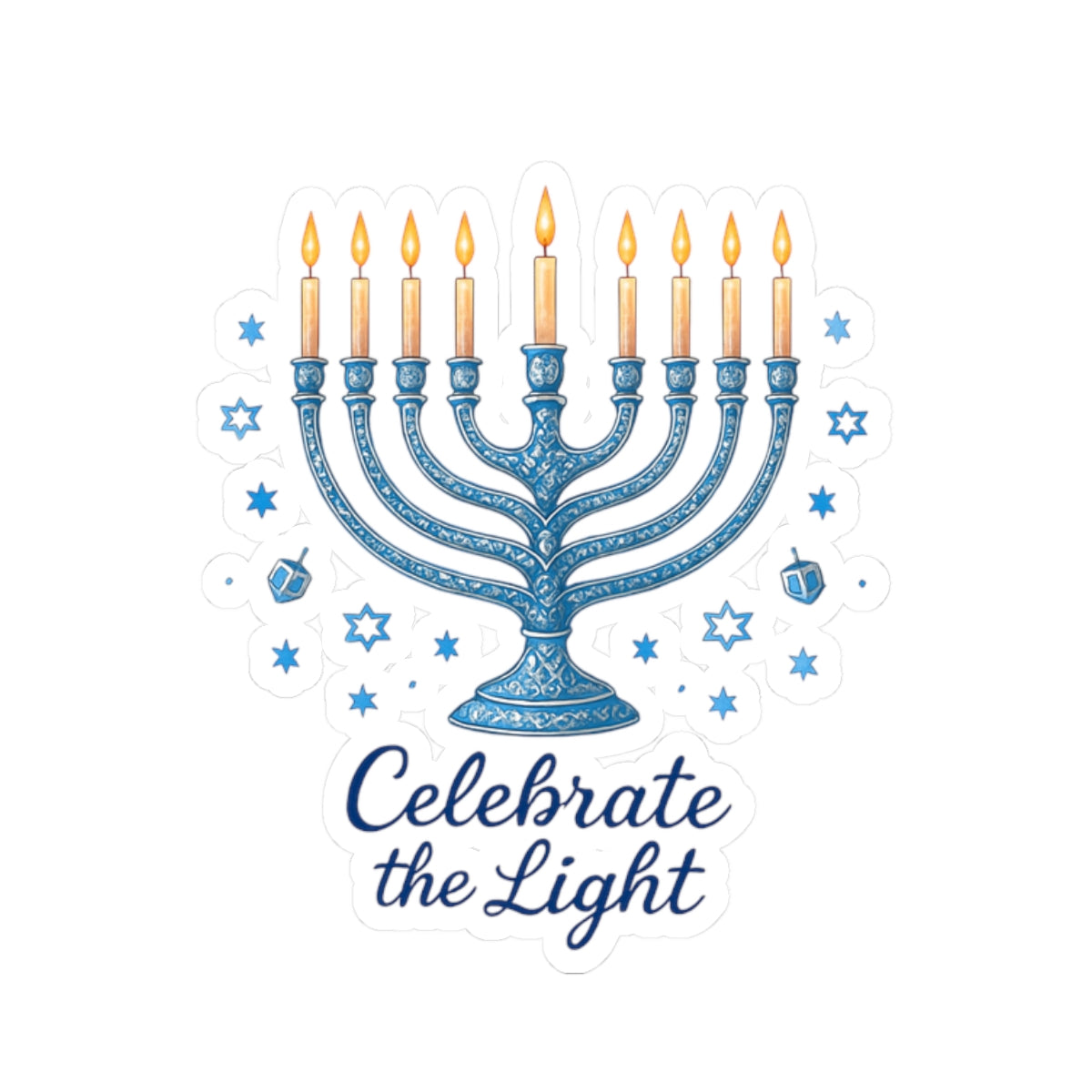 Hanukkah Menorah Sticker — "Celebrate the Light" Kiss-Cut Sticker