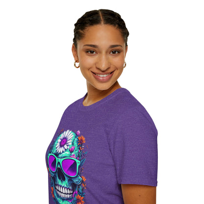 Vibrant Skull Graphic Tee, Edgy Unisex T-Shirt, Festival Wear, Vintage Inspired Tops, Halloween Must-Have, Cool Casual Style