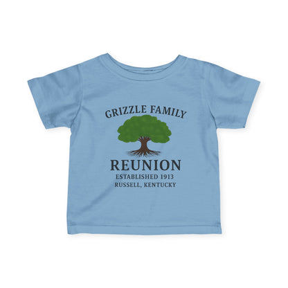 Grizzle Family Reunion Infant Tee, Baby Tee, Personalized Family Shirt, Cute Kid's Apparel, Gift for New Parents, Celebration Outfit