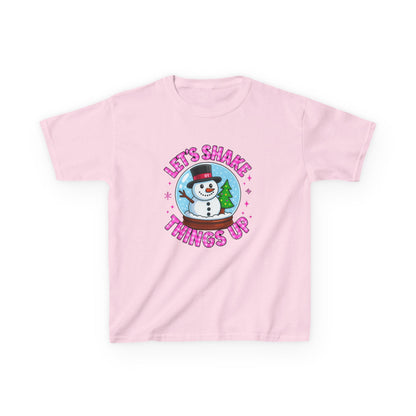 Shake Things Up! Snowman & Dino Christmas Kids Tee