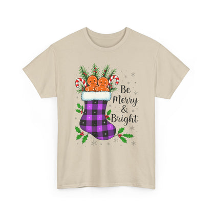 Buffalo Plaid Stocking Unisex Tee - Be Merry & Bright
