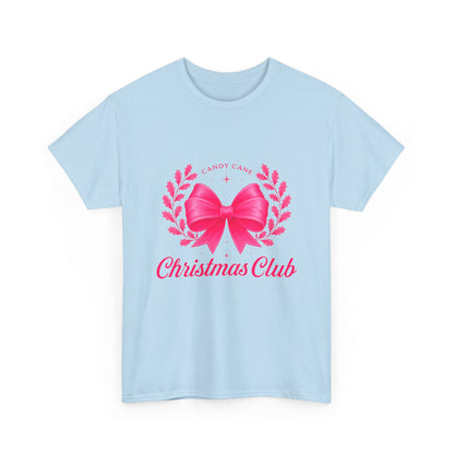 Christmas Tee with Pink Bow and Candy Cane Christmas Club Text