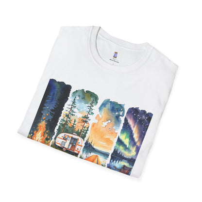 Camping Life Unisex Softstyle T-Shirt, Outdoor Apparel, Adventure Wear, Summer Camping Gear, Nature Lover Gift