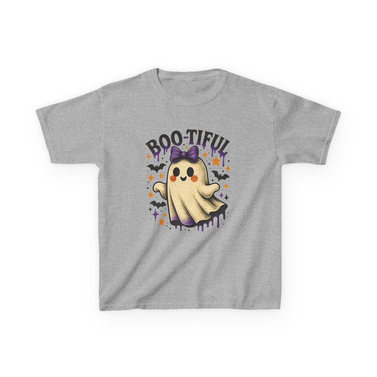 Boo-tiful Ghost Halloween Tee - Kids' Retro Graphic