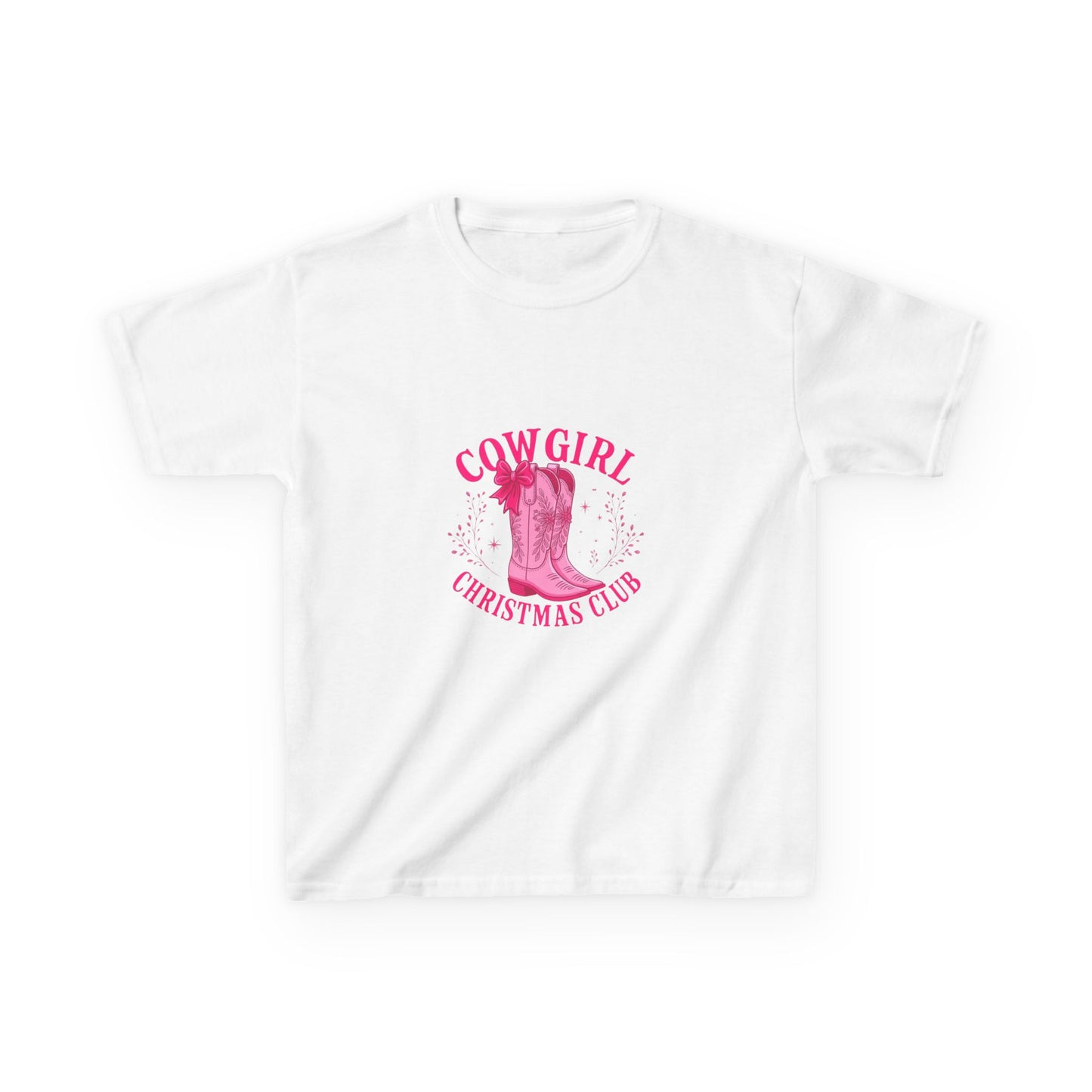Cowgirl Christmas Club Pink Boots Kids Tee