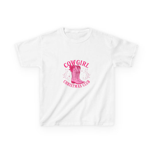 Cowgirl Christmas Club Pink Boots Kids Tee