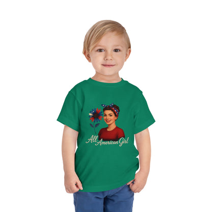 Toddler Tee All American Girl Patriotic Floral Shirt