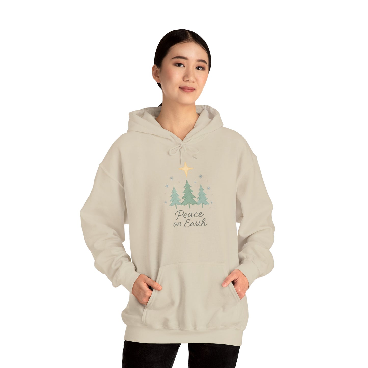 Holiday Hoodie - "Peace on Earth" Christmas Tree Pullover