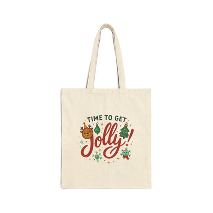 Tote Bag — 'Time to Get Jolly!' Christmas Canvas Tote
