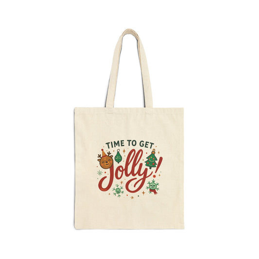 Tote Bag — 'Time to Get Jolly!' Christmas Canvas Tote