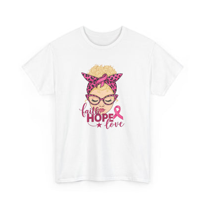 Hope Love Pink Ribbon Tee - Breast Cancer Awareness