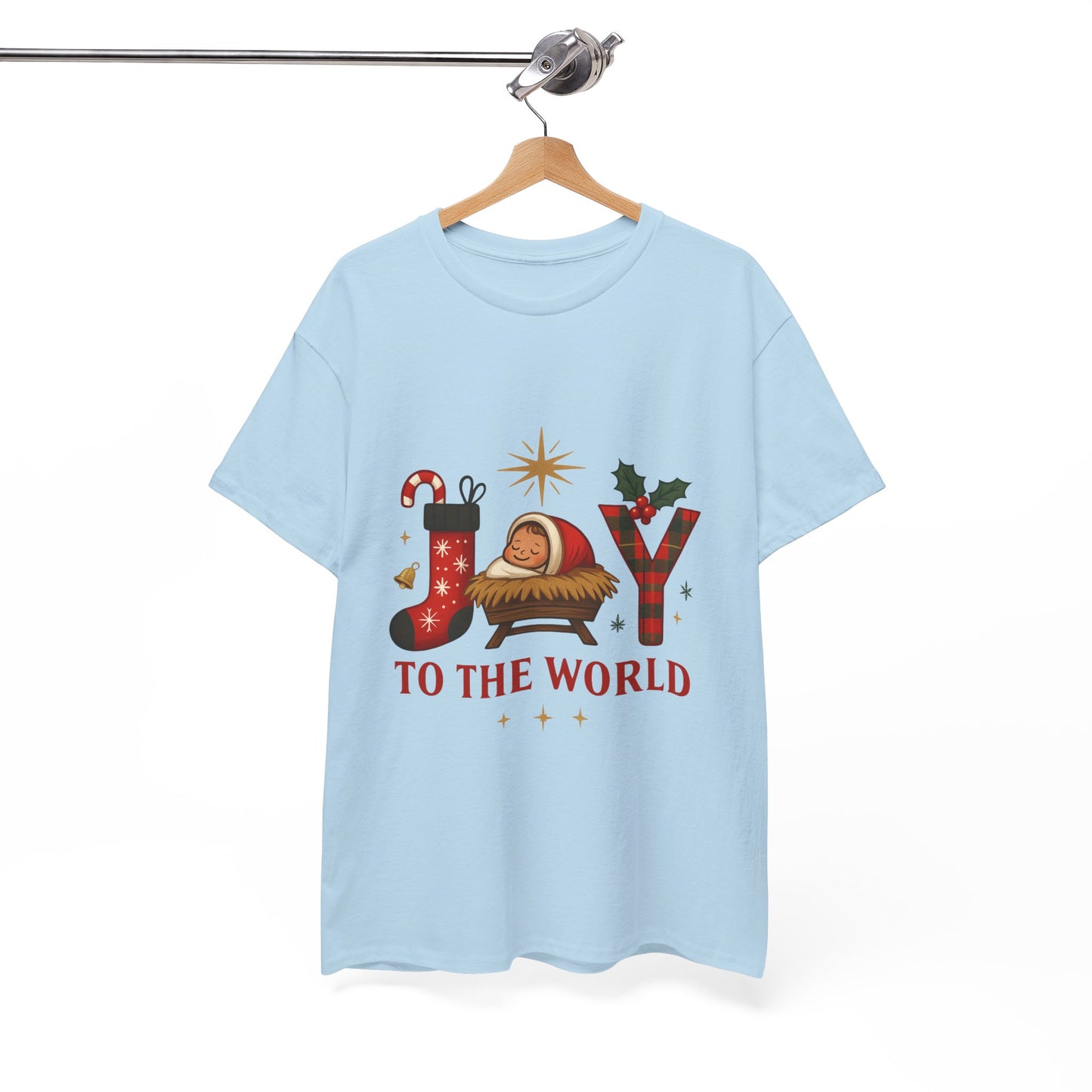 Christmas Joy Unisex Tee with Baby Jesus Illustration