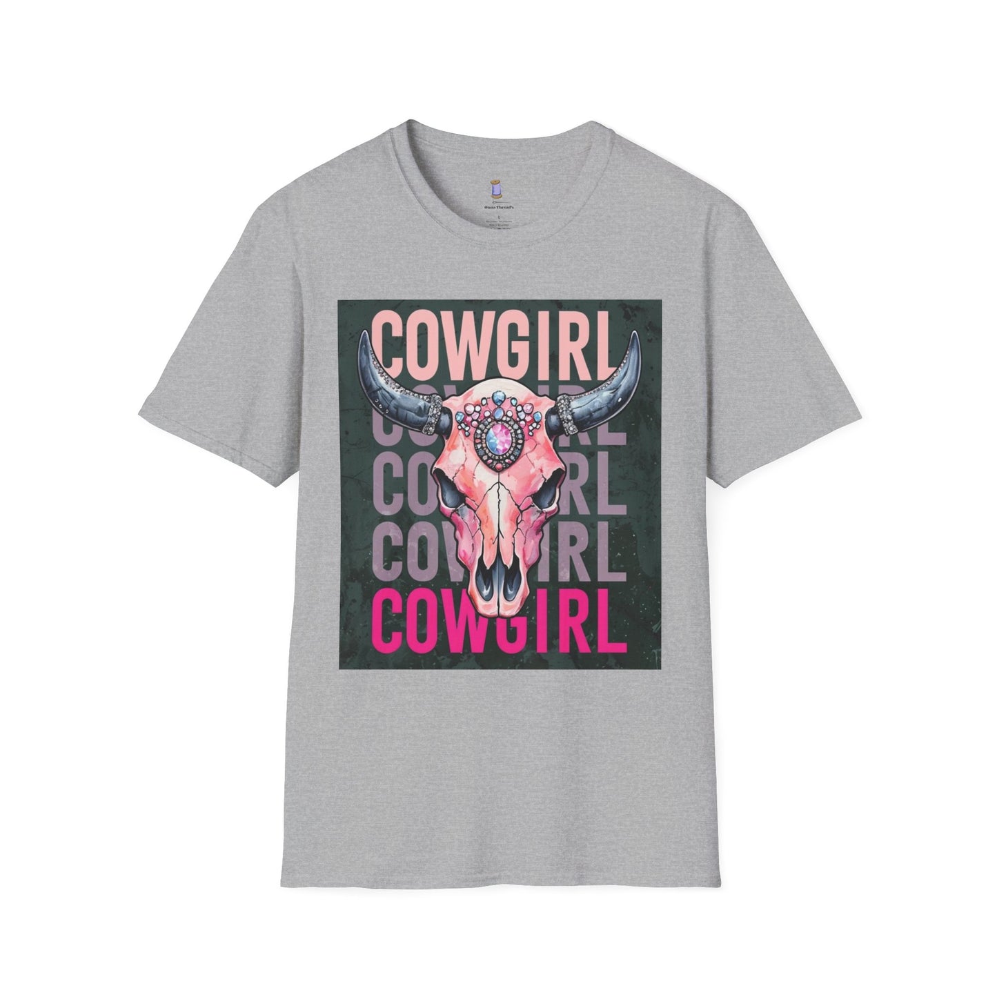 Cowgirl Skull Graphic T-Shirt, Western Fashion Tee, Unisex Cowboy Shirt, Boho Style Wear, Gift for Cowgirls, Casual Outing Top