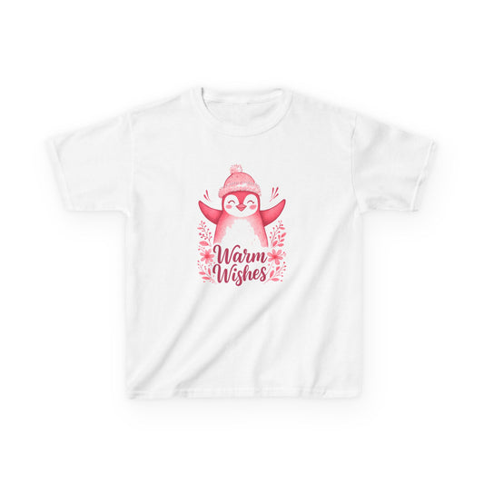 Pink Penguin Warm Wishes Kids Christmas Tee
