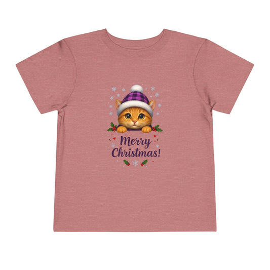 Merry Christmas Kitten Toddler Tee - Holiday Cheer!