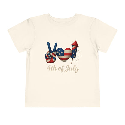 4th of July Peace & Heart Tee: Patriotic Toddler Shirt