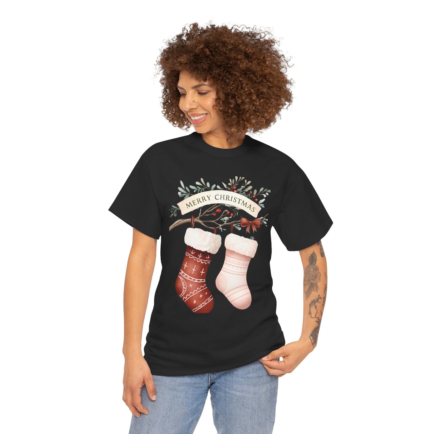 Watercolor Christmas Stocking Tee - Hope & Love