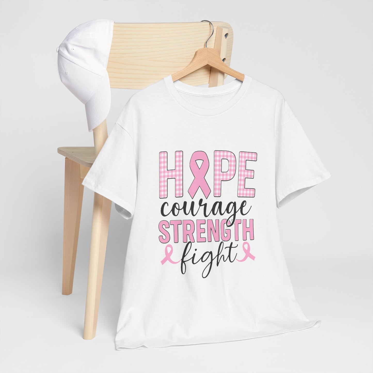 Hope, Courage & Strength Pink Ribbon Awareness Tee