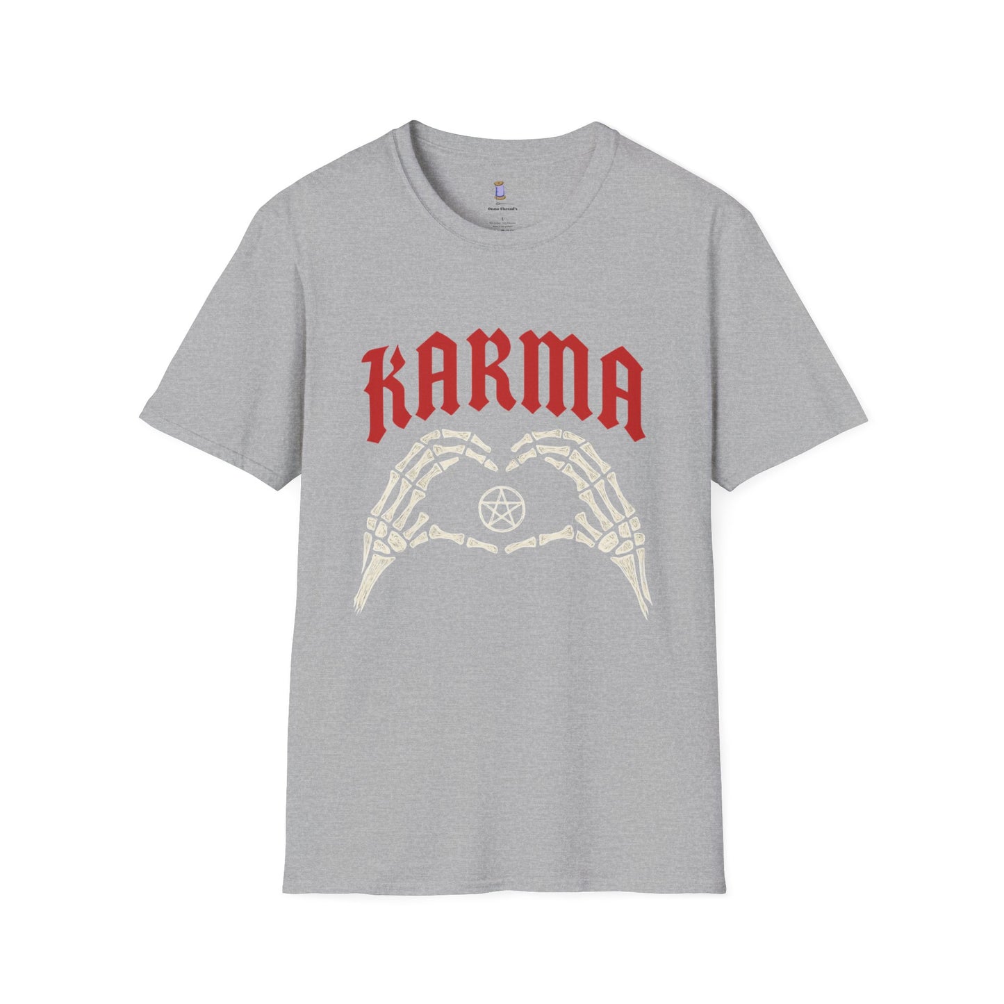 Karma Skeleton Hands T-Shirt, Unisex Softstyle Tee, Graphic Tee, Alternative Fashion, Halloween Gift, Casual Wear, Motivational Top