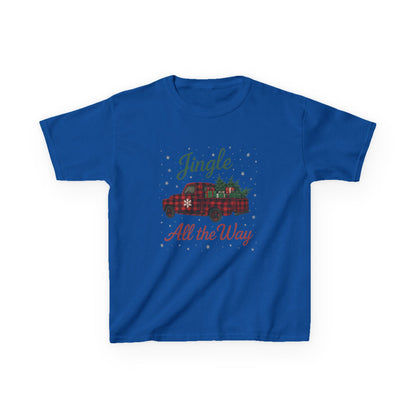Jingle All The Way Dino Truck Kids Christmas Tee