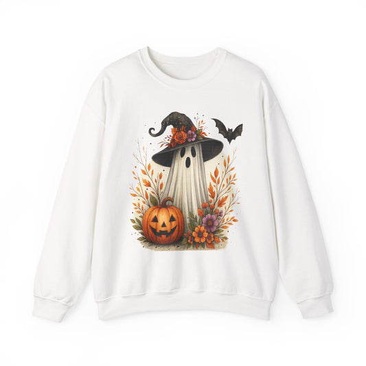 Halloween Ghost Crewneck Sweatshirt, Cozy Fall Apparel, Cute Ghost Design, Pumpkin Sweatshirt, Unisex Halloween Gift