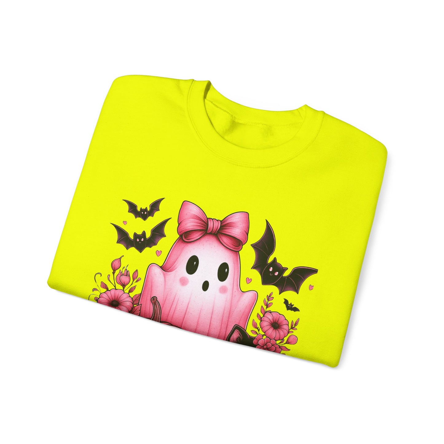 Pink Ghost & Pumpkin Halloween Crewneck Sweatshirt