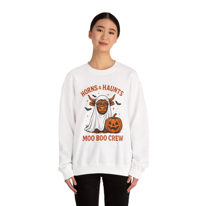 Horns & Haunts Highland Cow Ghost Crewneck Sweatshirt