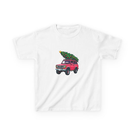 Pink SUV Dino Christmas Tree Kids Tee